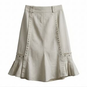 Tribal Linen Grommet Detail Skirt | Y2K Natural Neutral Boho | Size 4